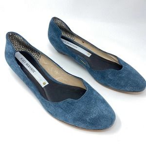 Matt Bernson Navy Blue Textured Suede Flats